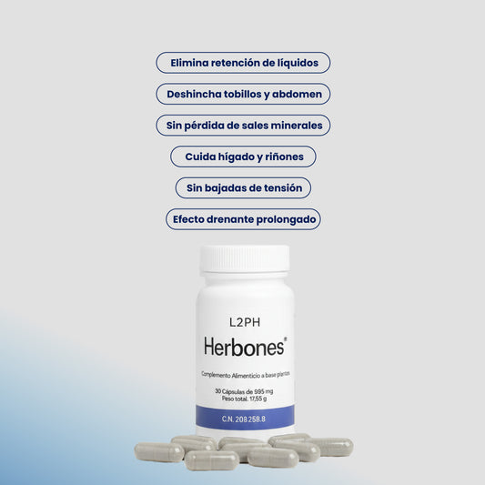 HERBONÉS 30 CÁPSULAS® | Retención de Líquidos | Tratamiento | Hinchazón, Funcionalidad Digestiva.