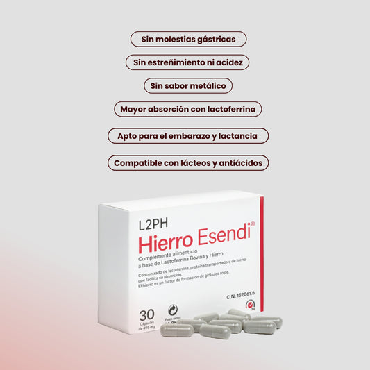 HIERRO ESENDI 30 CAPSULAS® | Deficiencia de Hierro - SIN Molestias Gástricas | APTO Embarazo - SIN Sabor Metálico