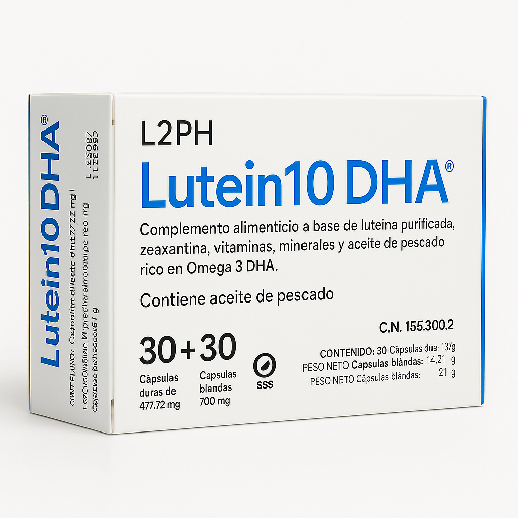 LUTEIN10 DHA 30 + 30 CÁPSULAS® | Previene y frena: Perdida de Visión, DMAE Seca y Húmeda, Retinopatía diabética y Manchas o moscas en la vista.