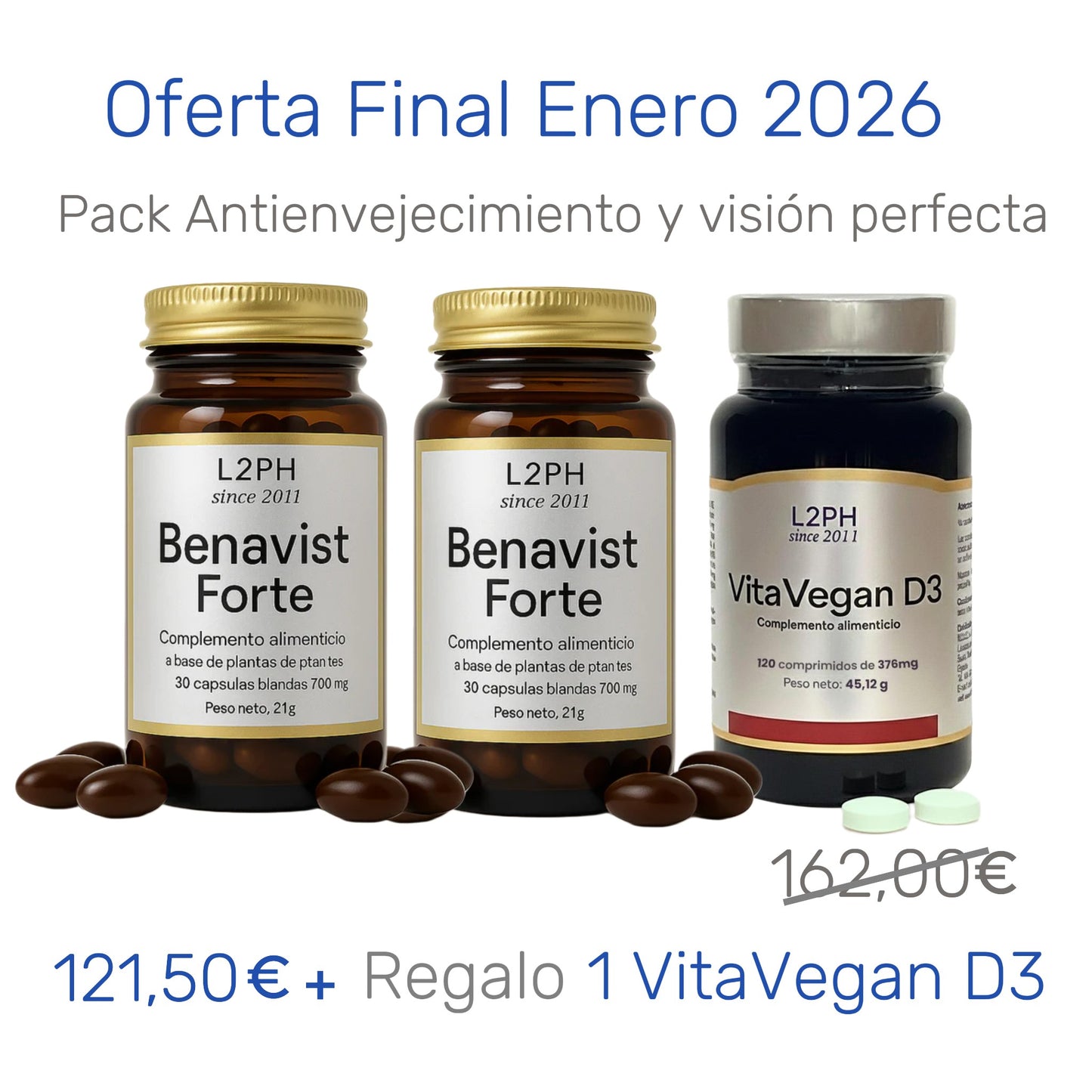 Pack Antienvejecimiento-Antiarrugas-Vista perfecta con descuento y regalo 1 VitaVegan D3