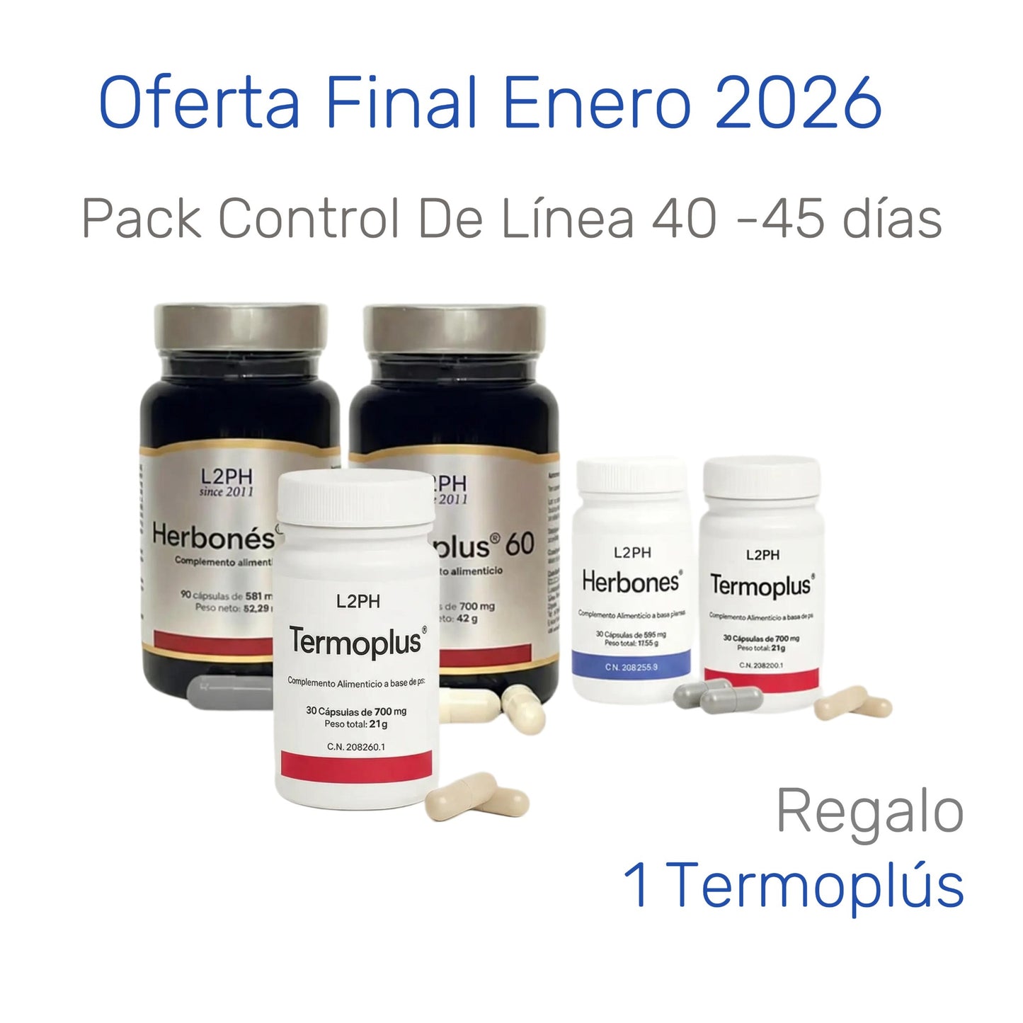 Pack Control de Línea 60 días, 1 Pack 45 días con su descuento + regalo 1 Termoplús