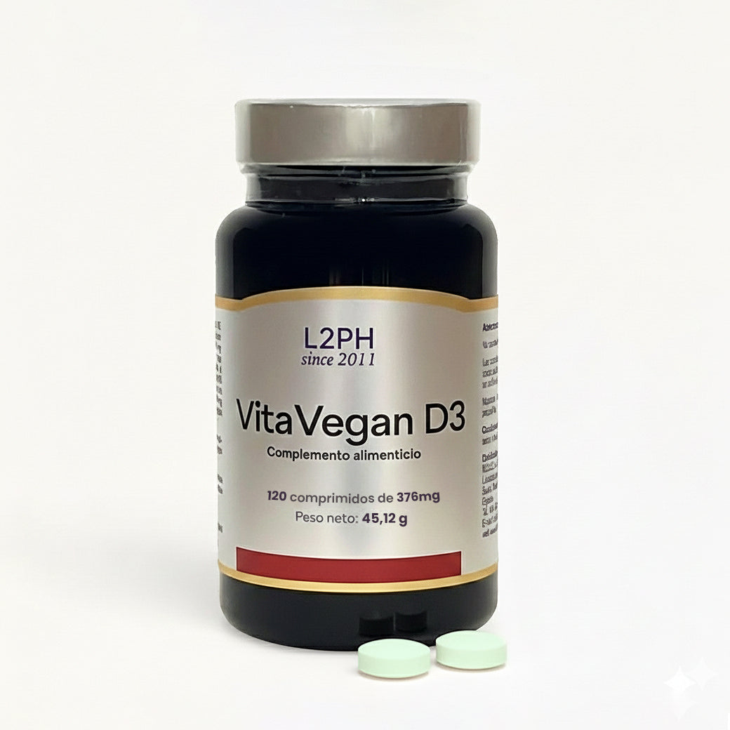 VitaVegan D3 120 comprimidos. Vitamina D 100% vegetal | Tratamiento 2-4 meses | Absorción de calcio | Salud muscular y neuronal | Sistema Inmune.