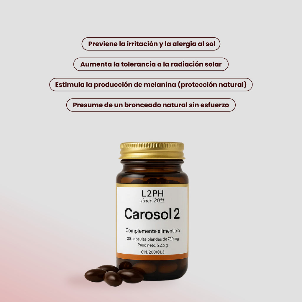 CAROSOL2 30 CÁPSULAS®| Alergia al Sol, Bronceado Natural, Antioxidante especifico de piel