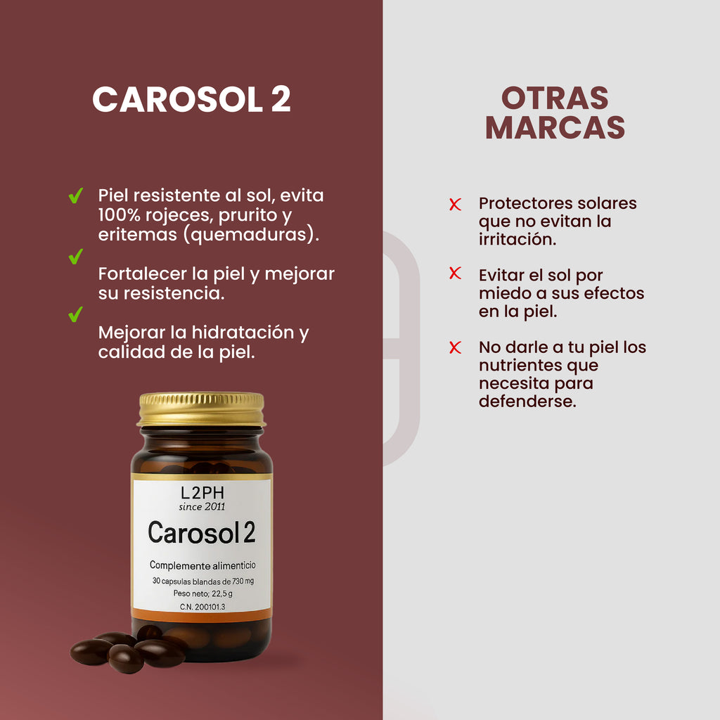 CAROSOL2 30 CÁPSULAS®| Alergia al Sol, Bronceado Natural, Antioxidante especifico de piel