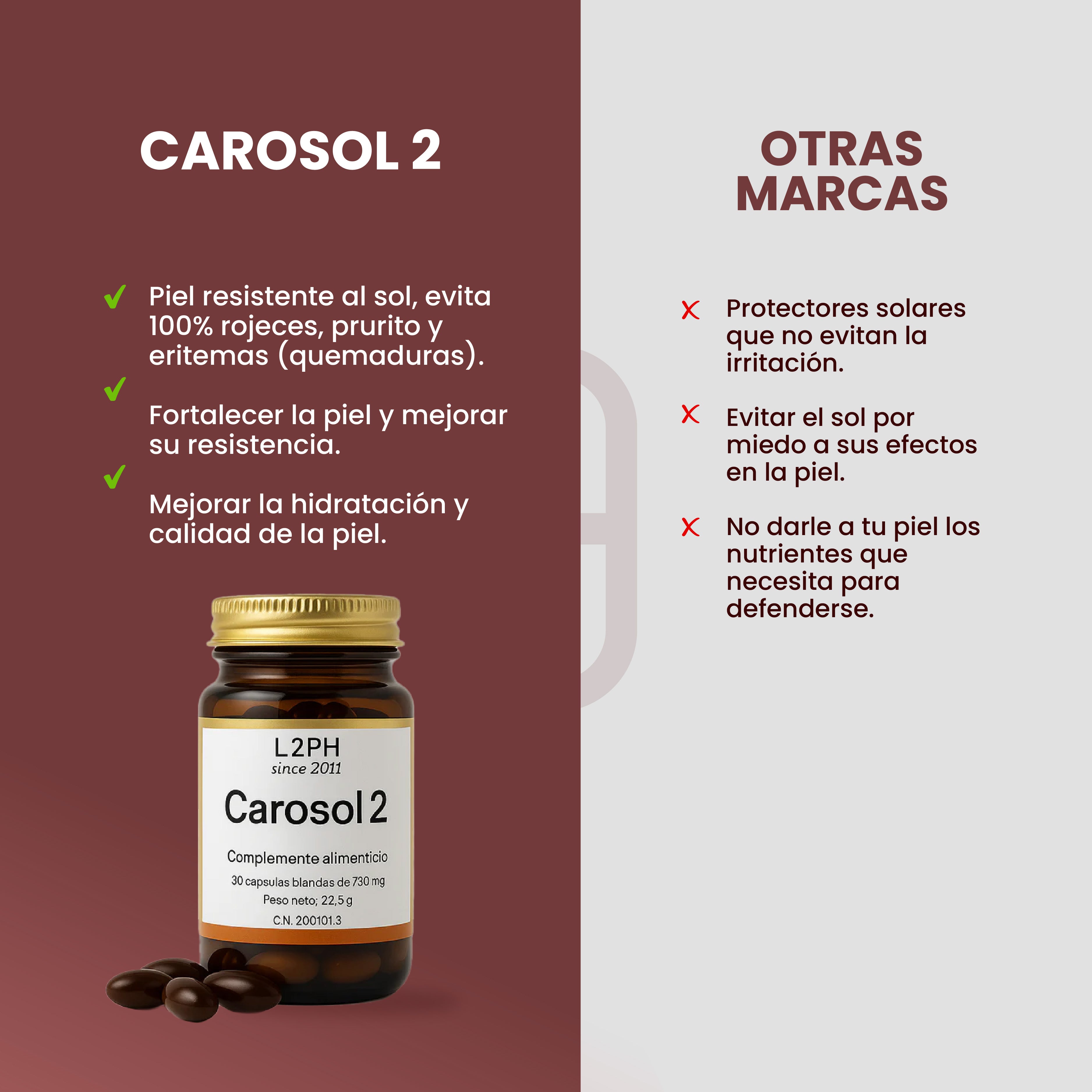 CAROSOL2 30 CÁPSULAS®| Alergia al Sol, Bronceado Natural, Antioxidante especifico de piel