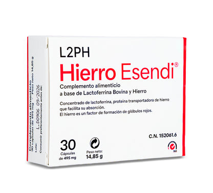 HIERRO ESENDI 30 CAPSULAS® | Deficiencia de Hierro - SIN Molestias Gástricas | APTO Embarazo - SIN Sabor Metálico