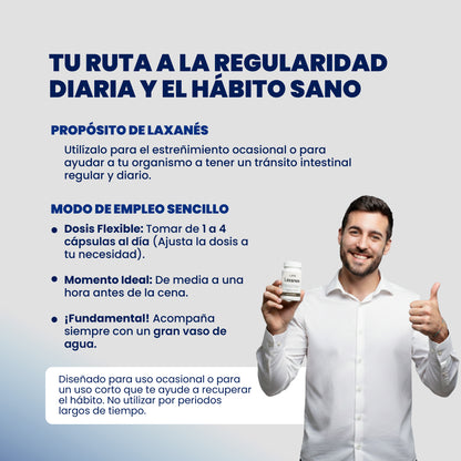 LAXANÉS 30 CÁPSULAS® | Complemento Alimenticio | Laxante Natural | Tránsito Intestinal Saludable y Eficiente