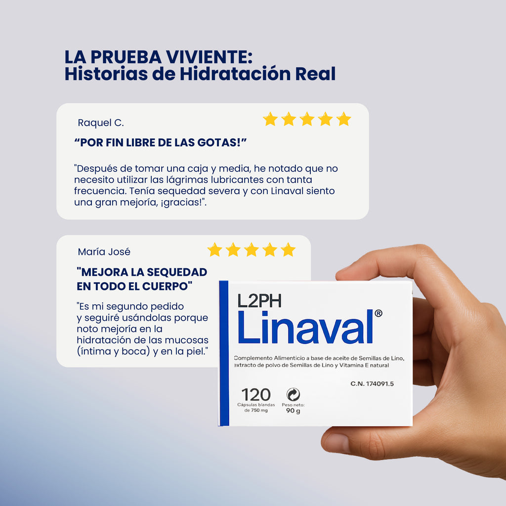 Pack 2 LINAVAL 120 Cápsulas® Sequedad – 60 días| Sequedad: Vaginal, Ocular y más.