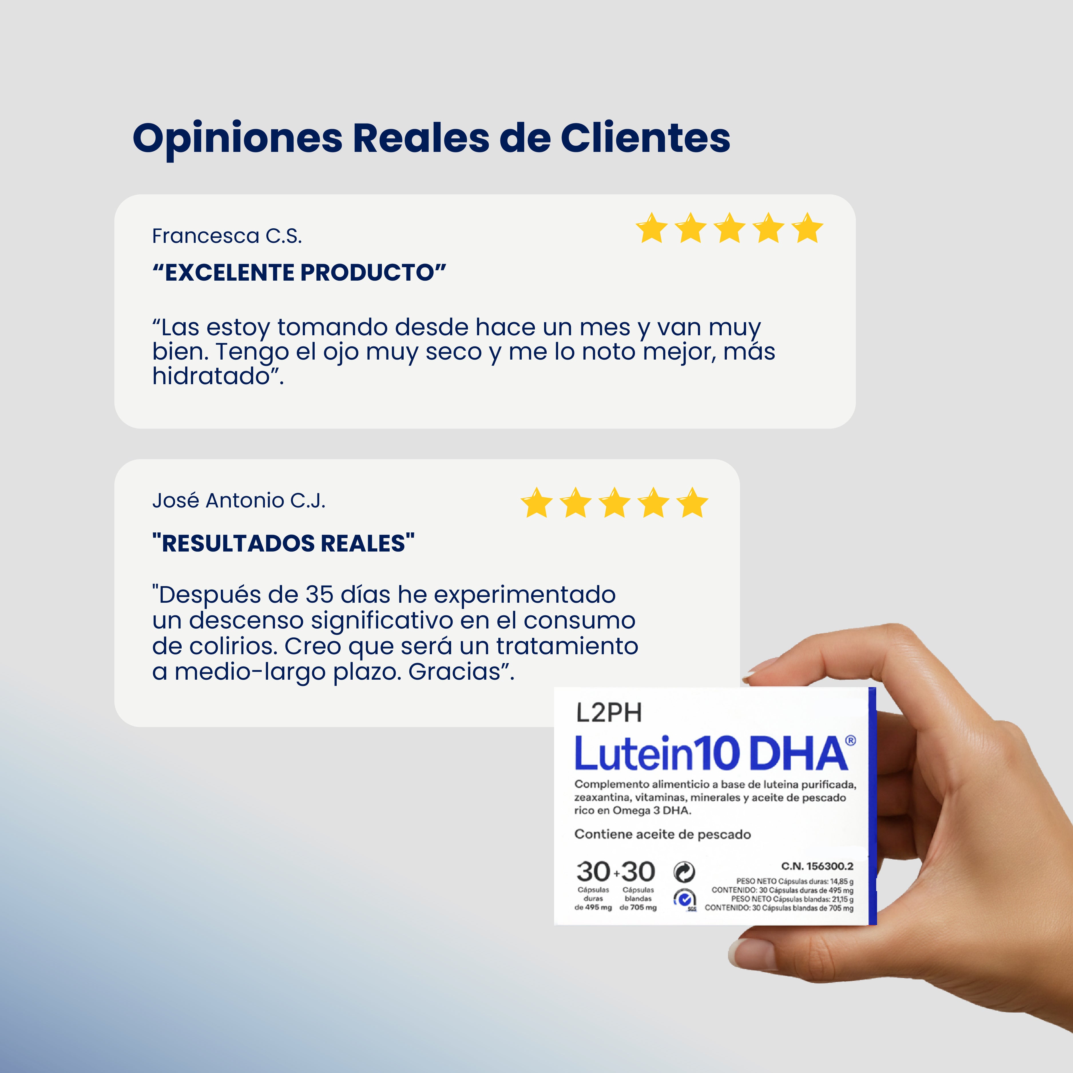 LUTEIN10 DHA 30 + 30 CÁPSULAS® | Previene y frena: Perdida de Visión, Deg. Mac. Seca y Húmeda, Retinopatía diabética y Manchas o moscas en la vista.