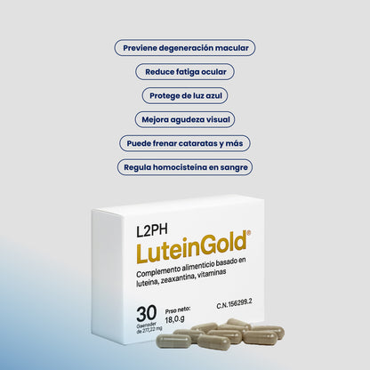 LUTEINGOLD 30 CÁPSULAS®| Evita y previene Deg. Mac. seca, cataratas, presbicia o vista cansada. Frena la perdida de visión