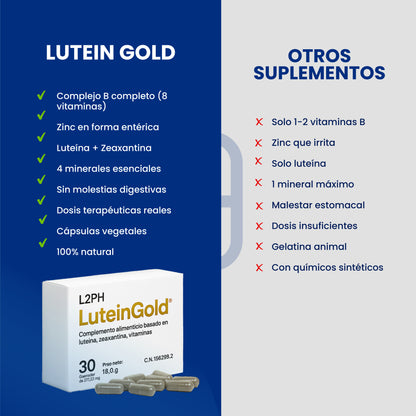 LUTEINGOLD 30 CÁPSULAS®| Evita y previene Deg. Mac. seca, cataratas, presbicia o vista cansada. Frena la perdida de visión