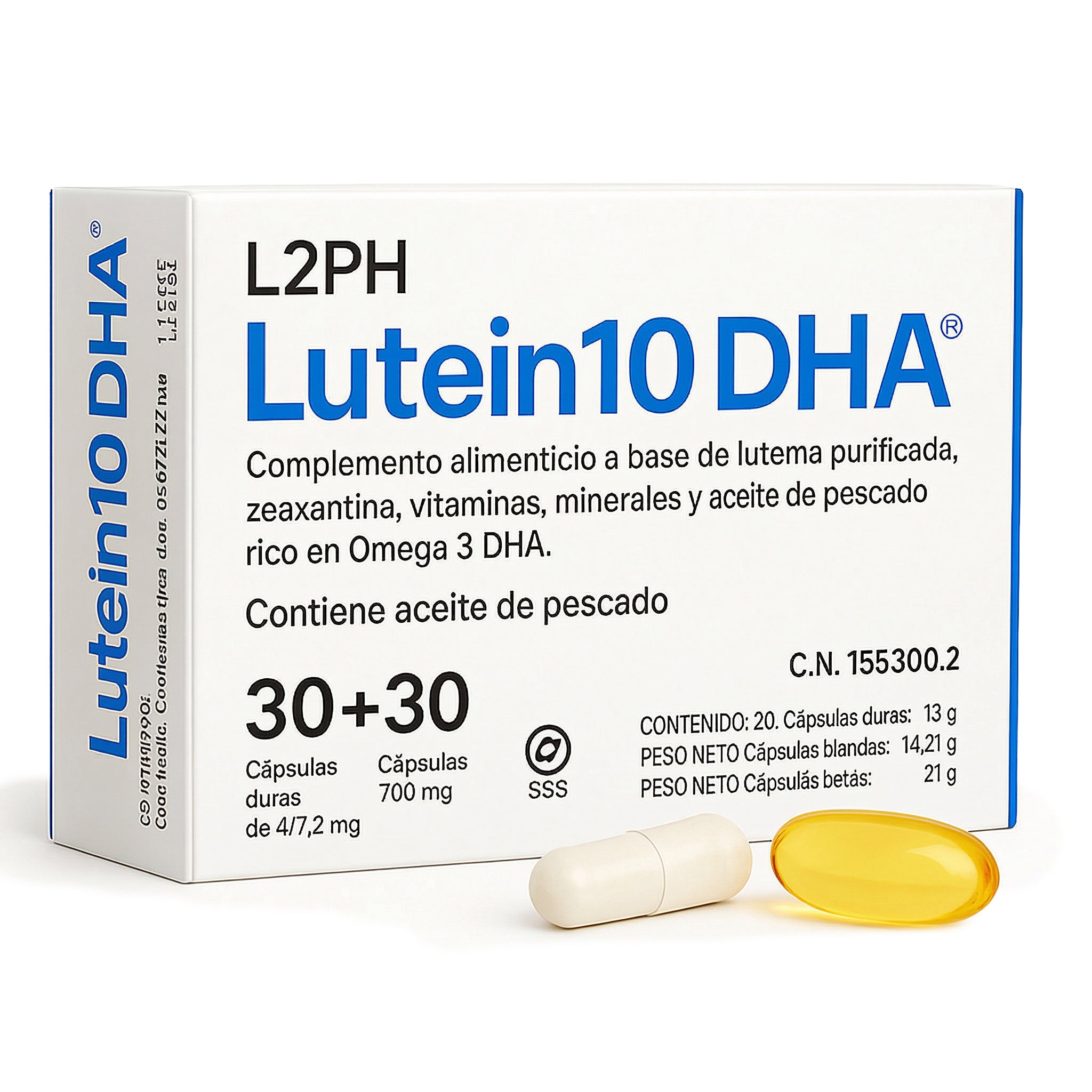 LUTEIN10 DHA 30 + 30 CÁPSULAS® | Previene y frena: Perdida de Visión, Deg. Mac. Seca y Húmeda, Retinopatía diabética y Manchas o moscas en la vista.