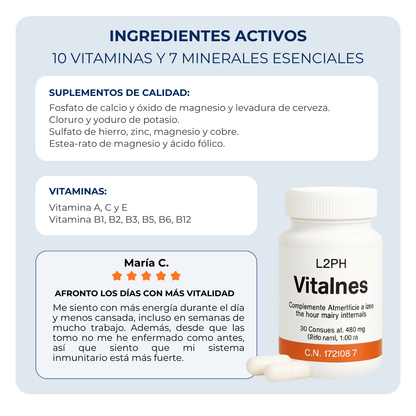 VITALNÉS 30 CÁPSULAS® | MULTIVITAMÍNICO MINERAL DE USO DIARIO | FORTALECE EL SISTEMA INMUNE | COMBATE CARENCIAS NUTRICIONALES