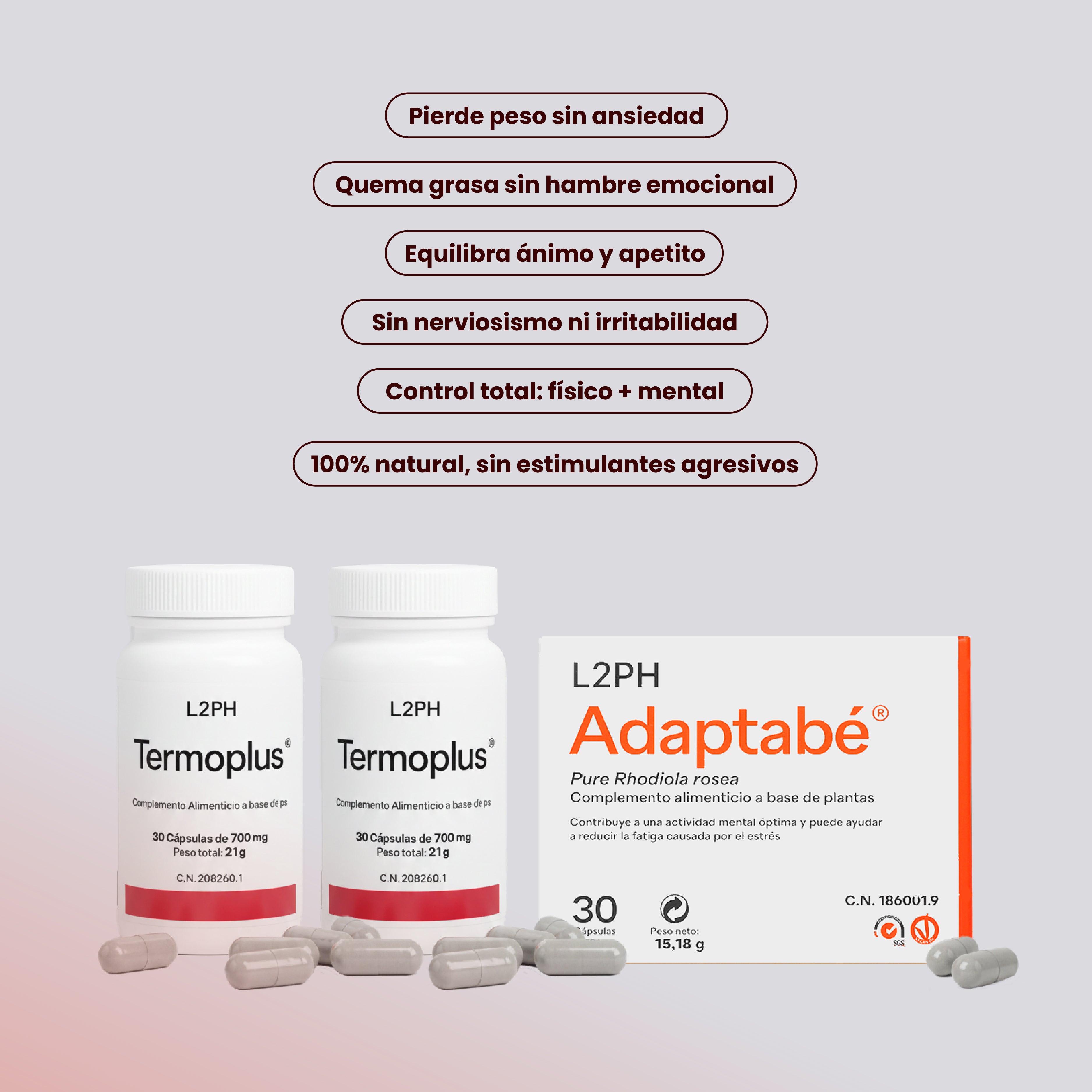 PACK CONTROL DE PESO SIN ANSIEDAD (Adaptabé®+Termoplús®) Control de Peso| Quemagrasas | Sin ansiedad | Inhibidor del Apetito.