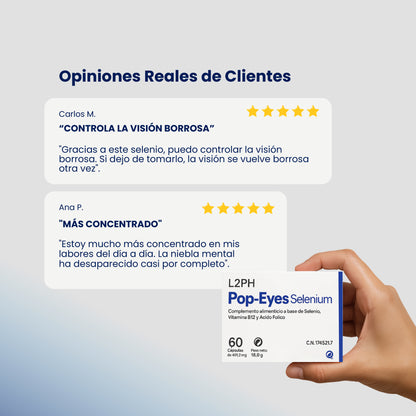 POP-EYES SELENIUM 60 CAPSULAS®| Orbitopatías del Síndrome de Graves | Bienestar Ocular y Tiroideo | Fortalece el tejido ocular y la retina | Mejora visión diurna y nocturna