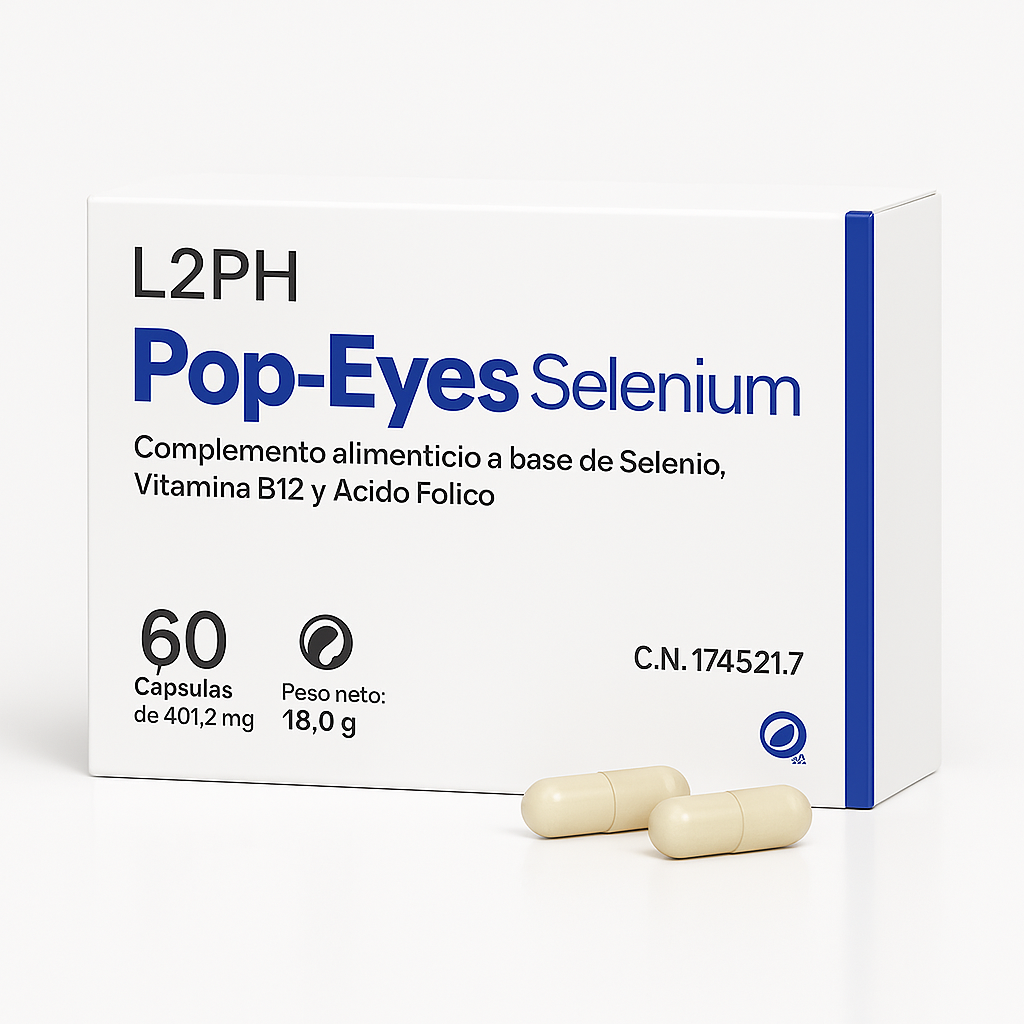 POP-EYES SELENIUM 60 CAPSULAS®| Orbitopatías del Síndrome de Graves | Bienestar Ocular y Tiroideo | Fortalece el tejido ocular y la retina | Mejora visión diurna y nocturna