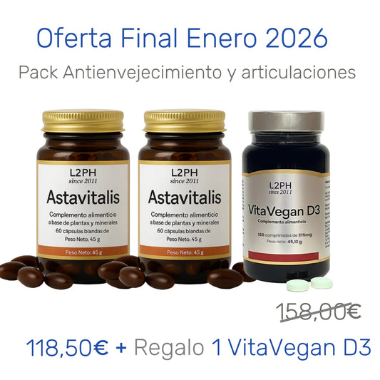 Pack Antienvejecimiento Articulaciones. Descuento y regalo Vitamina D vegetal.