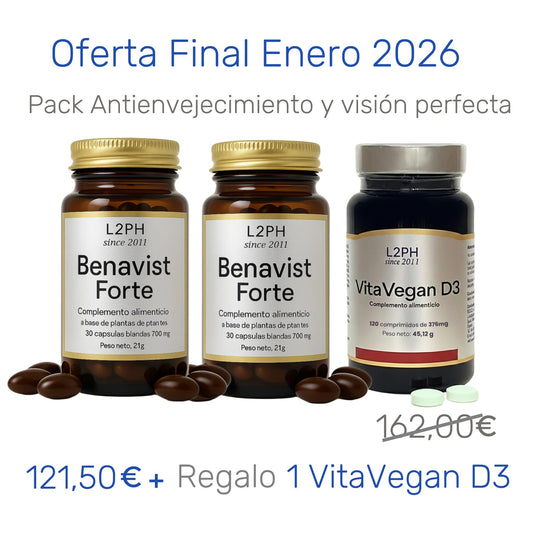 Pack Antienvejecimiento-Antiarrugas-Vista perfecta con descuento y regalo 1 VitaVegan D3