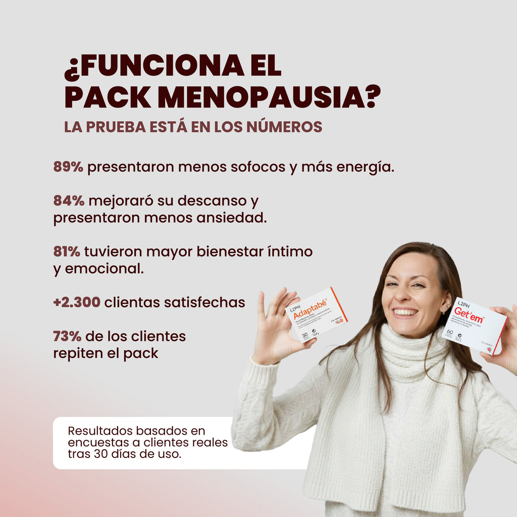 Pack Menopausia - Falta de deseo Adaptabé®+ Get’em® Menopausia, Sofocos, Falta de Deseo, Energía, Sequedad Vaginal