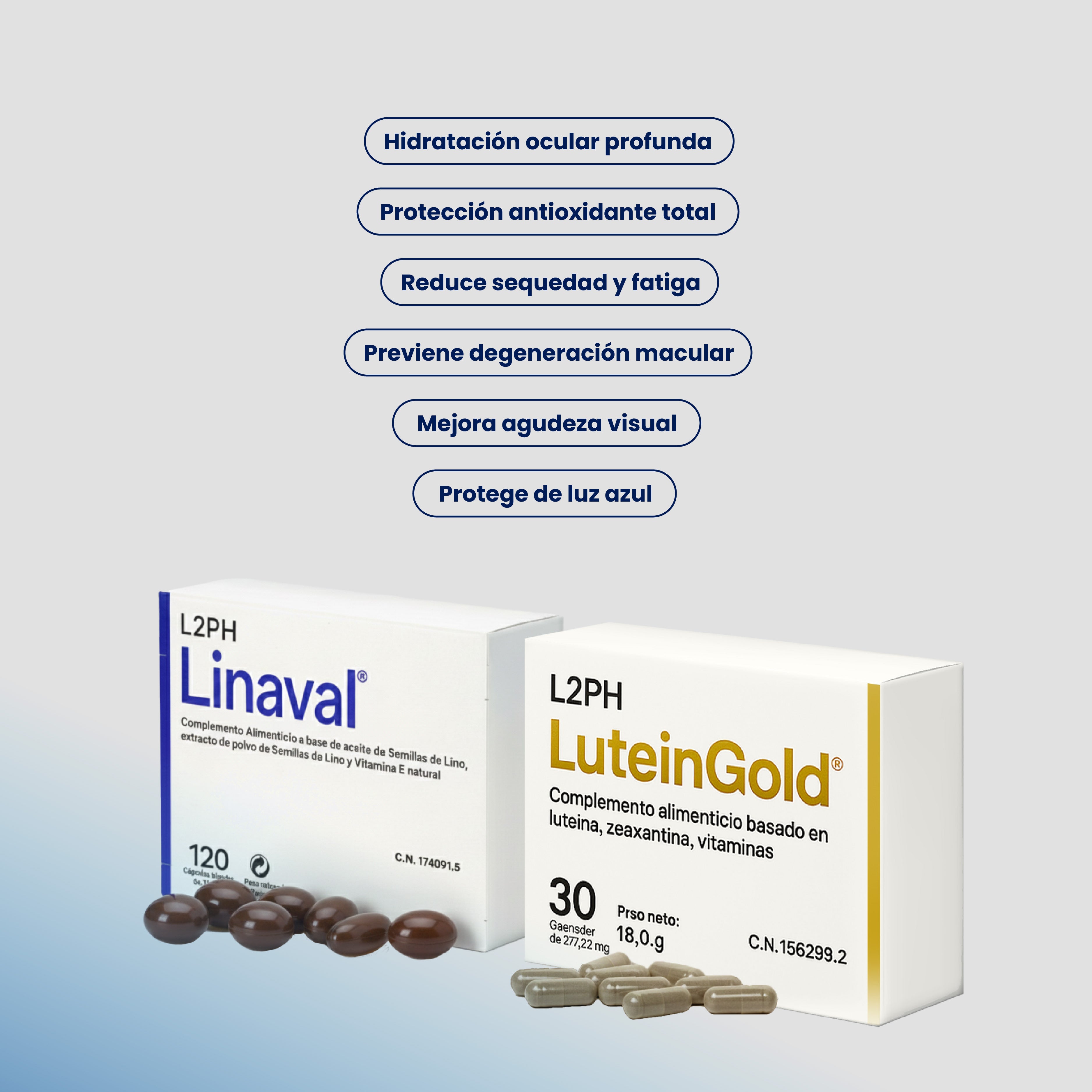 Pack Sequedad-Antioxidante Ocular Linaval®+Luteingold® Ojo Seco, Hidratación y cuidado de ocular 100% Natural