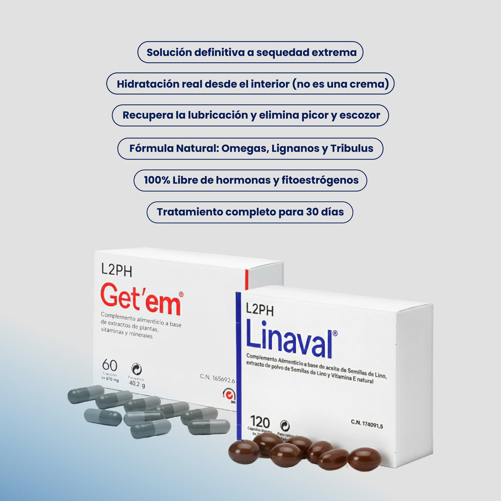 Pack Sequedad Vaginal EXTREMA – 90 días | Linaval + Get’em® Hidratación natural desde el interior