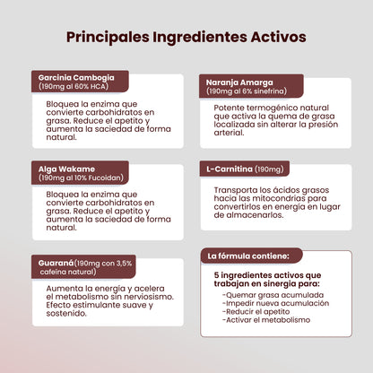 Termoplús60 60 cápsulas. Quemagrasas | Tratamiento 1 mes | Inhibidor apetito | Estimula metabolismo