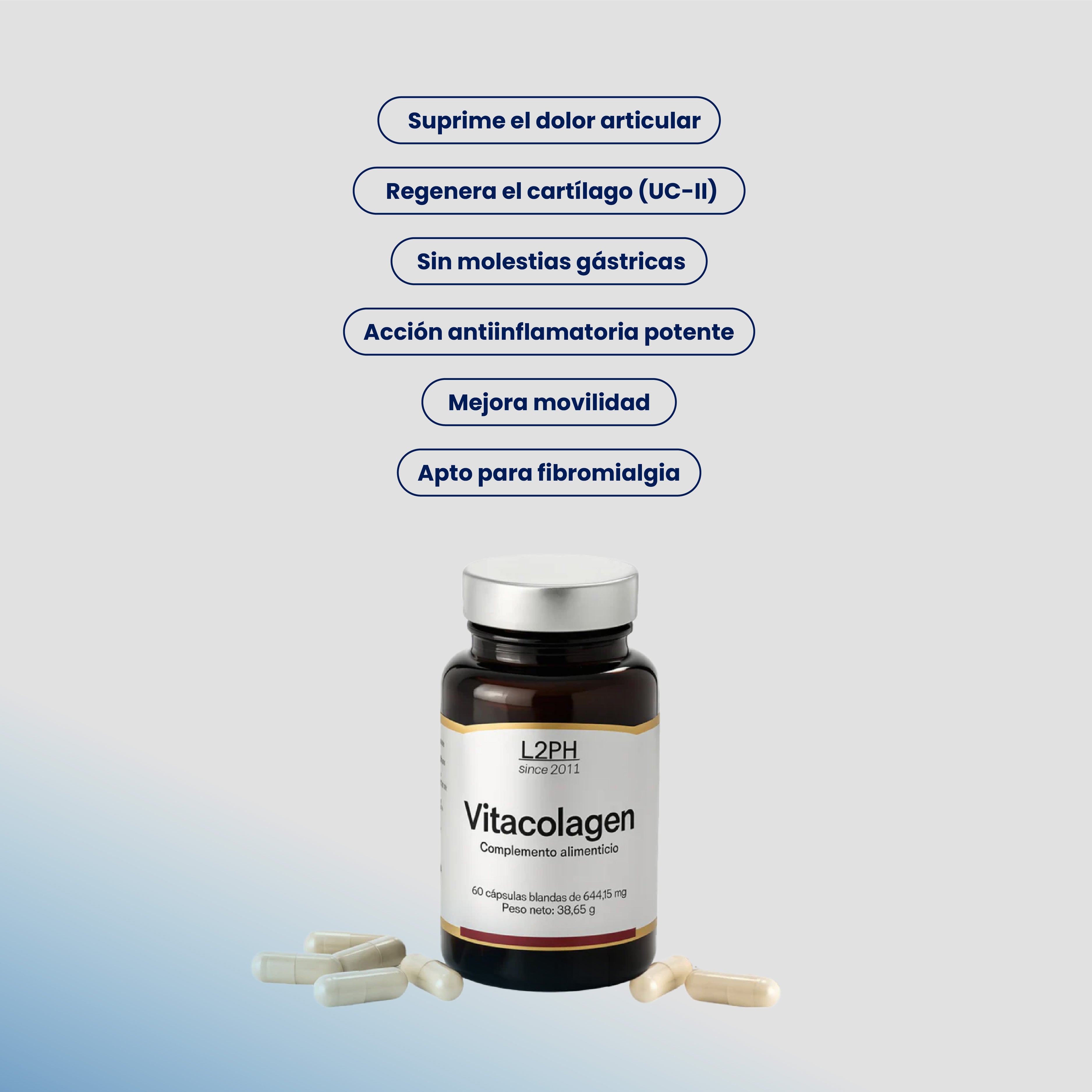 VITACOLAGEN (60 caps)  | Analgésico-antinflamatorio 100% NATURAL| Colágeno UC-II | Antioxidante de Articulaciones.
