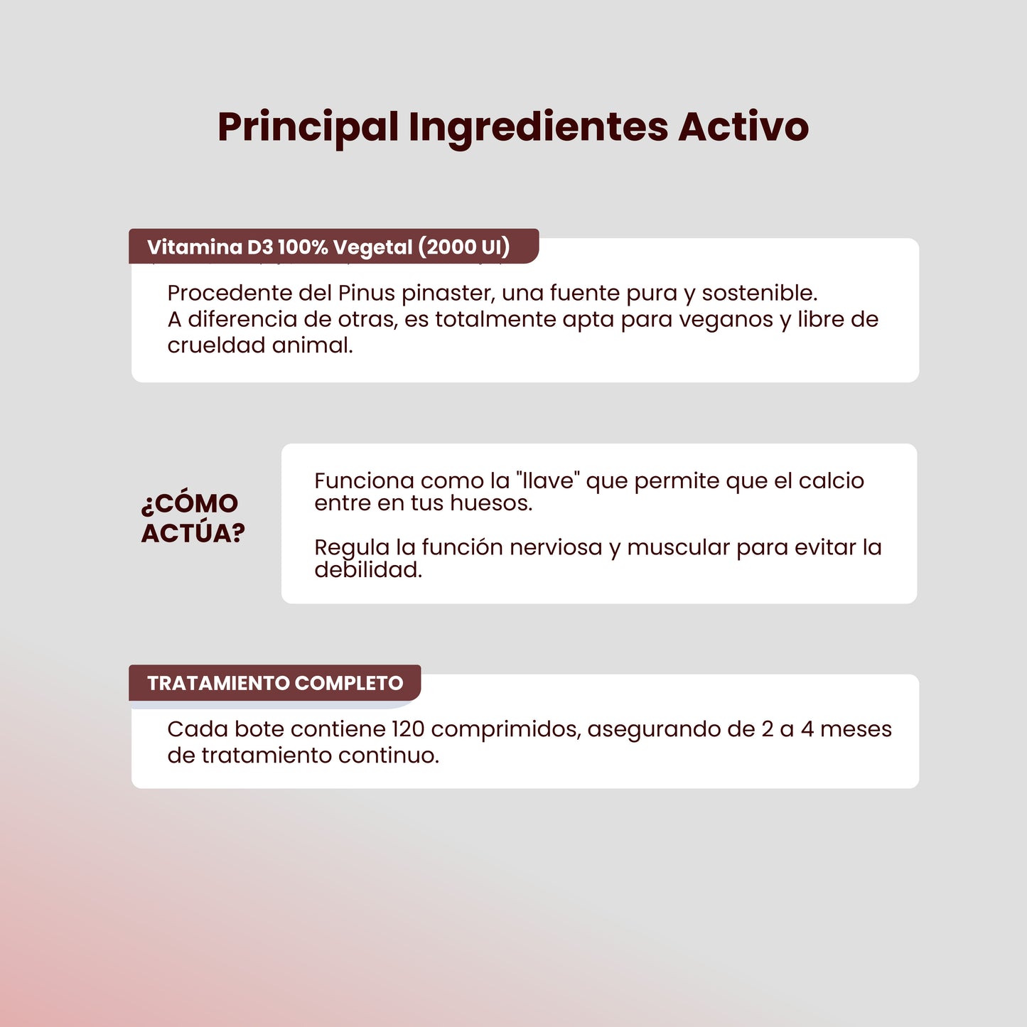 VitaVegan D3 120 comprimidos. Vitamina D 100% vegetal | Tratamiento 2-4 meses | Absorción de calcio | Salud muscular y neuronal | Sistema Inmune.