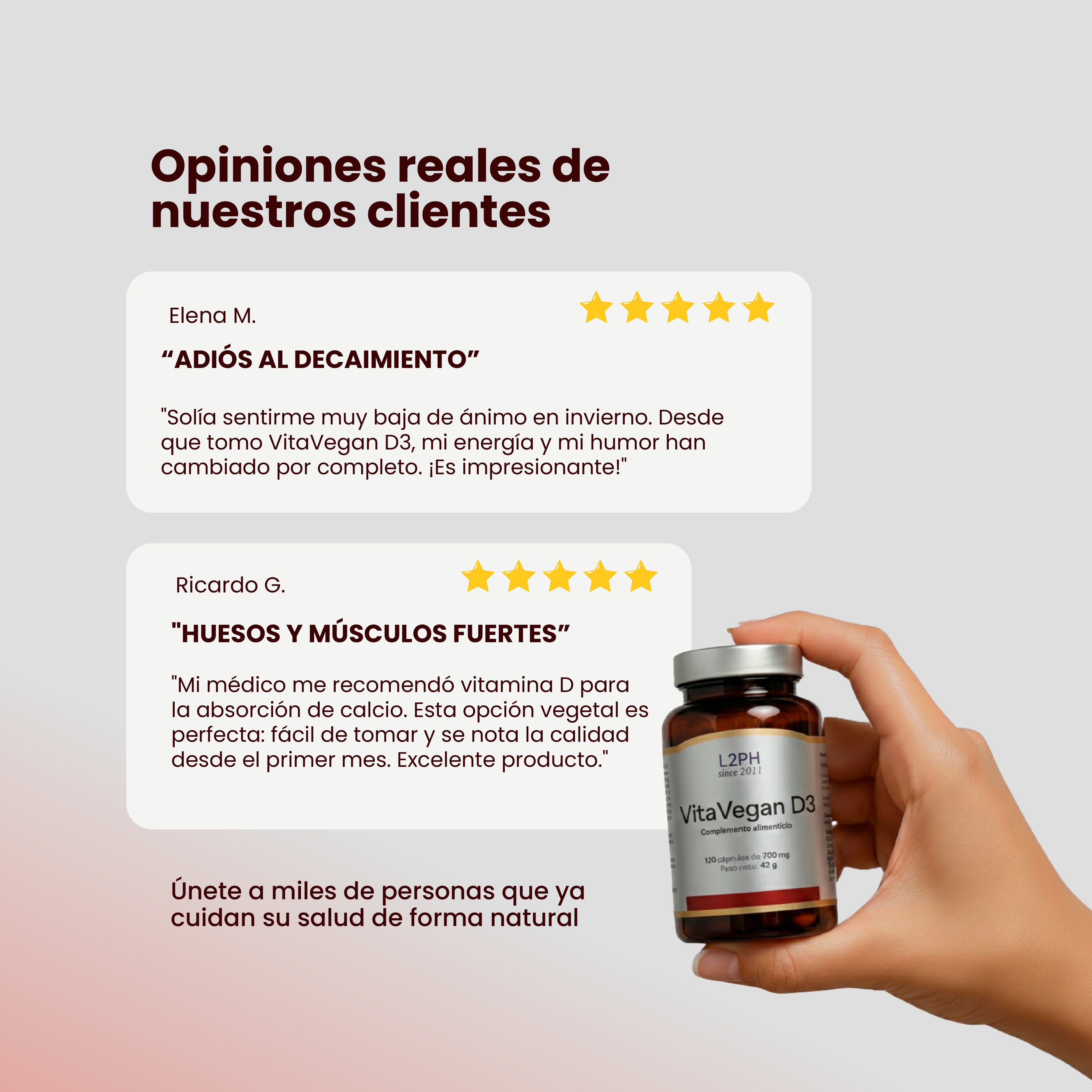 VitaVegan D3 120 comprimidos. Vitamina D 100% vegetal | Tratamiento 2-4 meses | Absorción de calcio | Salud muscular y neuronal | Sistema Inmune.