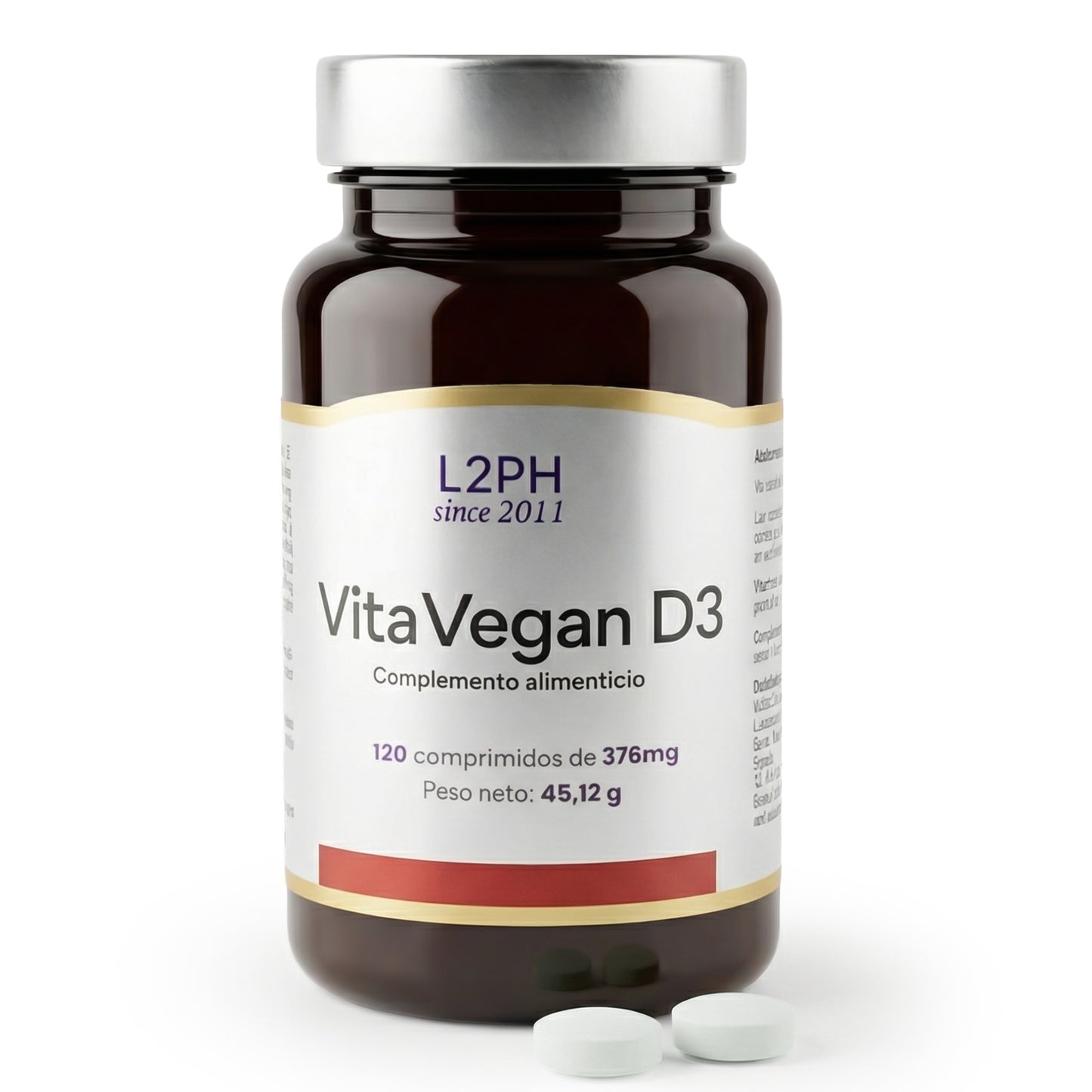 VitaVegan D3 120 comprimidos. Vitamina D 100% vegetal | Tratamiento 2-4 meses | Absorción de calcio | Salud muscular y neuronal | Sistema Inmune.