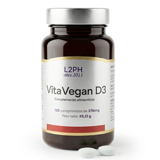 VitaVegan D3 120 comprimidos. Vitamina D 100% vegetal | Tratamiento 2-4 meses | Absorción de calcio | Salud muscular y neuronal | Sistema Inmune.