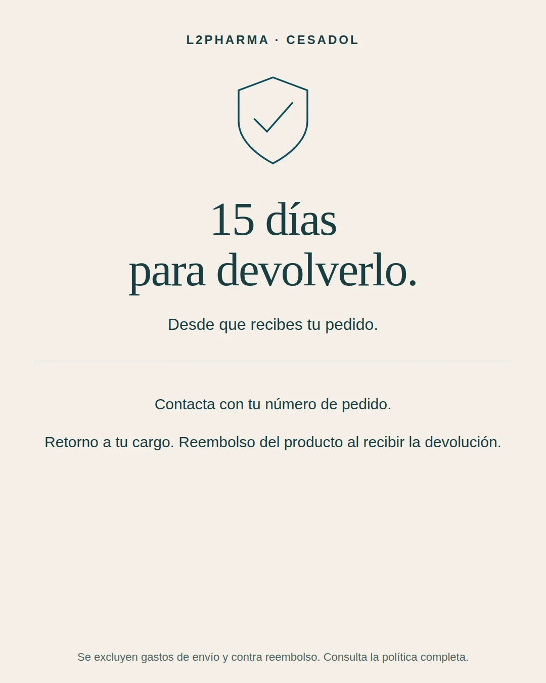 Devoluciones: 15 días. 