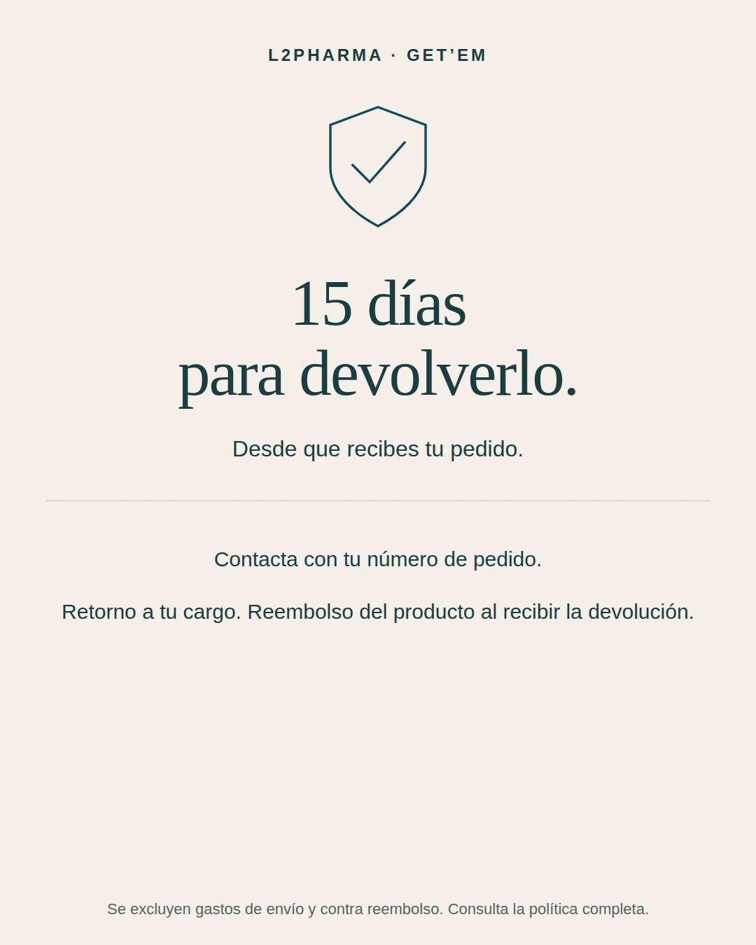 Devoluciones: 15 días. 