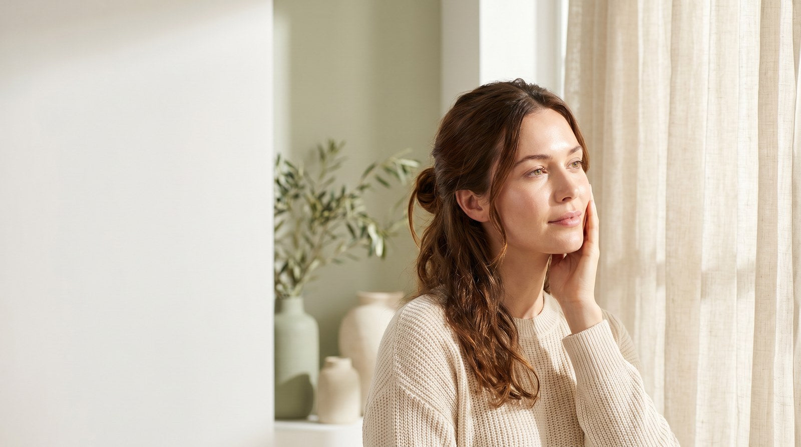 Mujer con piel radiante y cabello sano